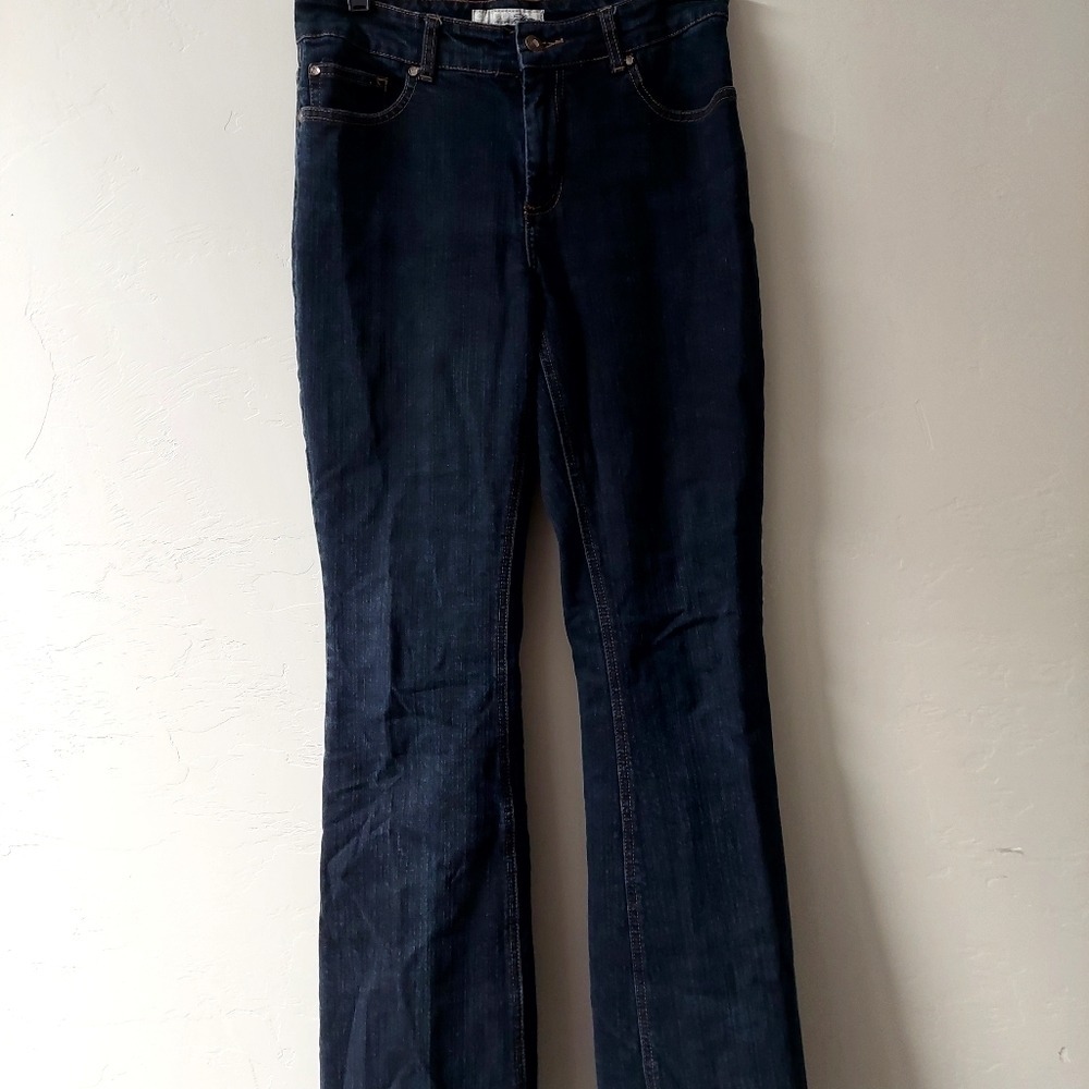 Platinum Charm Jeans Womens Size 0 Indigo Blue Bootcut Rhinestone Pocket Stretch - Picture 1 of 12